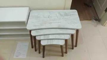 Müşteri fotoğrafı: Erendiz 4lü Ahşap Ayaklı Zigon Sehpa XL Kristal
