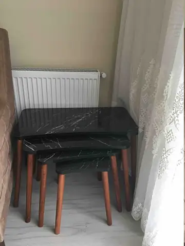 Müşteri fotoğrafı: Erendiz 4lü Ahşap Ayaklı Zigon Sehpa XL Siyah Mermer