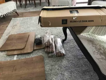 Müşteri fotoğrafı: Erendiz 5li Ahşap Ayaklı Zigon ve Orta Sehpa Seti XL Ceviz