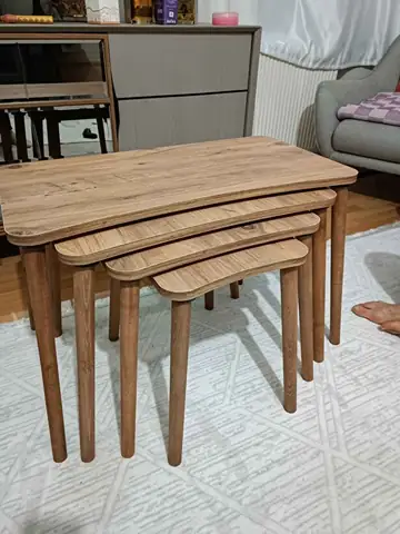 Müşteri fotoğrafı: Erendiz 4lü Ahşap Ayaklı Zigon Sehpa XL Çam
