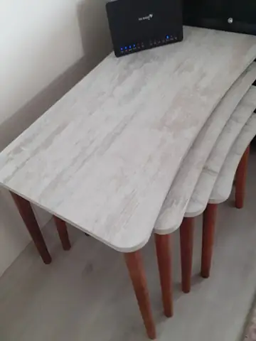 Müşteri fotoğrafı: Erendiz 4lü Ahşap Ayaklı Zigon Sehpa XL Kristal
