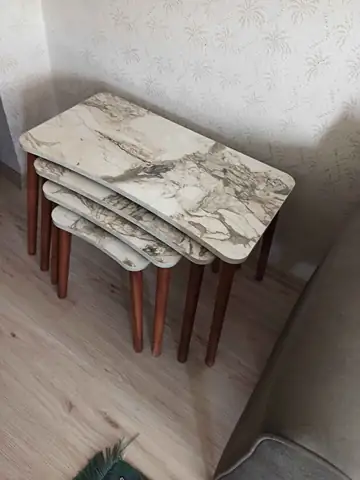 Müşteri fotoğrafı: Erendiz 4lü Ahşap Ayaklı Zigon Sehpa XL Beyaz Mermer