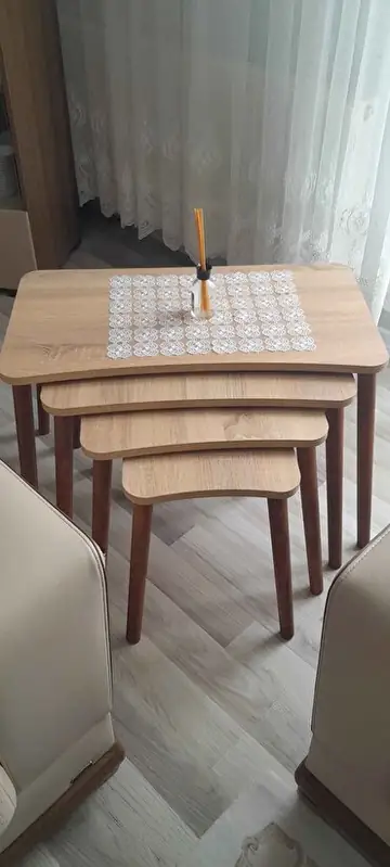 Müşteri fotoğrafı: Erendiz 4lü Ahşap Ayaklı Zigon Sehpa XL Sonoma