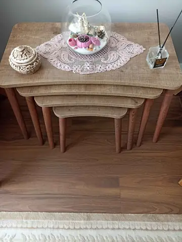 Müşteri fotoğrafı: Erendiz 4lü Ahşap Ayaklı Zigon Sehpa XL Ceviz