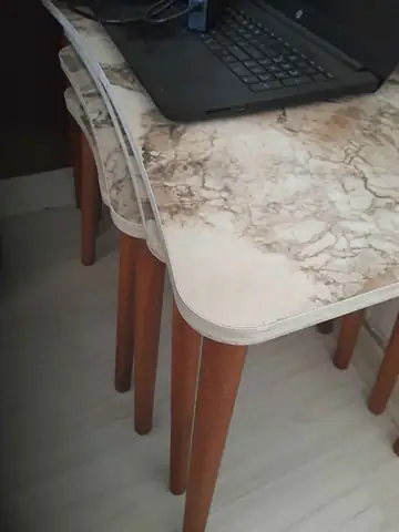 Müşteri fotoğrafı: Erendiz 4lü Ahşap Ayaklı Zigon Sehpa XL Beyaz Mermer
