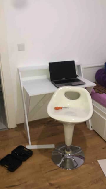 Müşteri fotoğrafı: X Ayaklı Raflı Ders Çalışma Masası 50x90 cm Beyaz