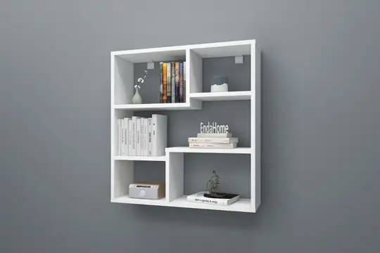 Myra09 5 Bölmeli Modern Mutfak Duvar Rafı Mat Beyaz