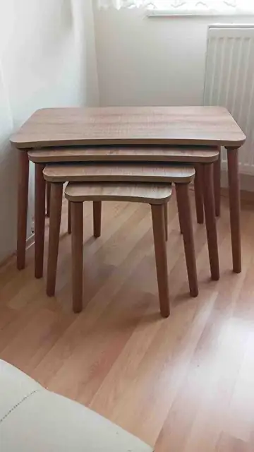 Müşteri fotoğrafı: Erendiz 4lü Ahşap Ayaklı Zigon Sehpa XL Ceviz