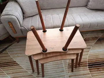 Müşteri fotoğrafı: Erendiz 4lü Ahşap Ayaklı Zigon Sehpa XL Çam