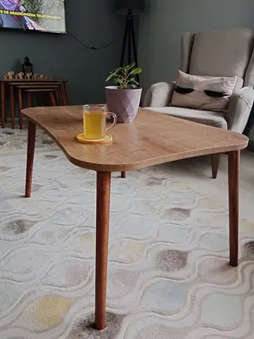 Müşteri fotoğrafı: Erendiz 5li Ahşap Ayaklı Zigon ve Orta Sehpa Seti XL Ceviz