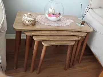 Müşteri fotoğrafı: Erendiz 4lü Ahşap Ayaklı Zigon Sehpa XL Ceviz