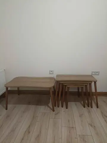 Müşteri fotoğrafı: Erendiz 5li Ahşap Ayaklı Zigon ve Orta Sehpa Seti XL Ceviz