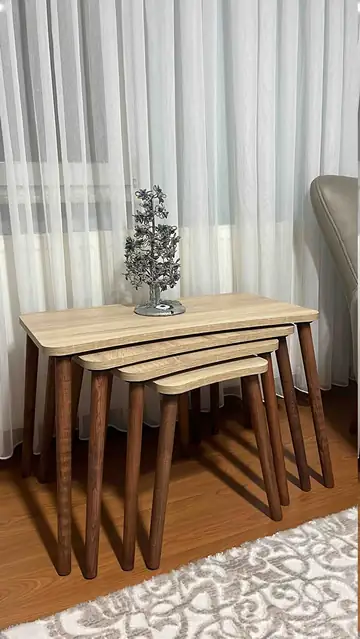 Müşteri fotoğrafı: Erendiz 4lü Ahşap Ayaklı Zigon Sehpa XL Sonoma