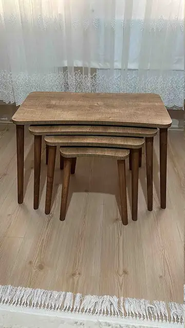 Müşteri fotoğrafı: Erendiz 4lü Ahşap Ayaklı Zigon Sehpa XL Ceviz