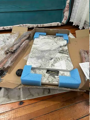 Müşteri fotoğrafı: Erendiz 4lü Ahşap Ayaklı Zigon Sehpa XL Beyaz Mermer