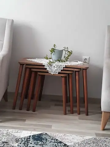 Müşteri fotoğrafı: Erendiz 4lü Ahşap Ayaklı Zigon Sehpa XL Ceviz