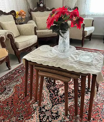 Müşteri fotoğrafı: Erendiz 4lü Ahşap Ayaklı Zigon Sehpa XL Ceviz