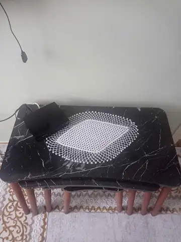 Müşteri fotoğrafı: Erendiz 4lü Ahşap Ayaklı Zigon Sehpa XL Siyah Mermer