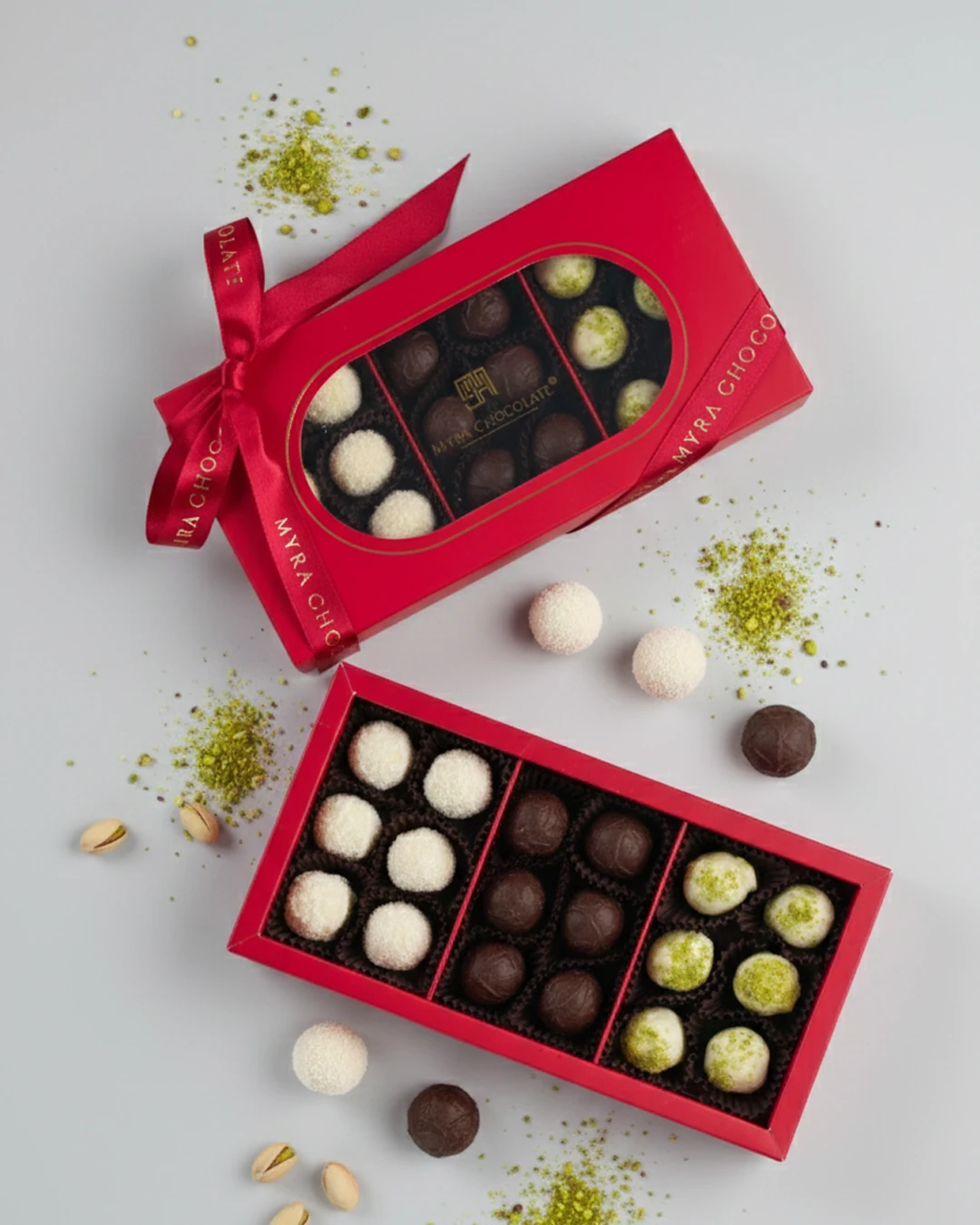 3 Çeşitli Truffle Hindistan Cevizli, Espresso Dolgulu, Antep Fıstık Kremalı Çikolata 210GR