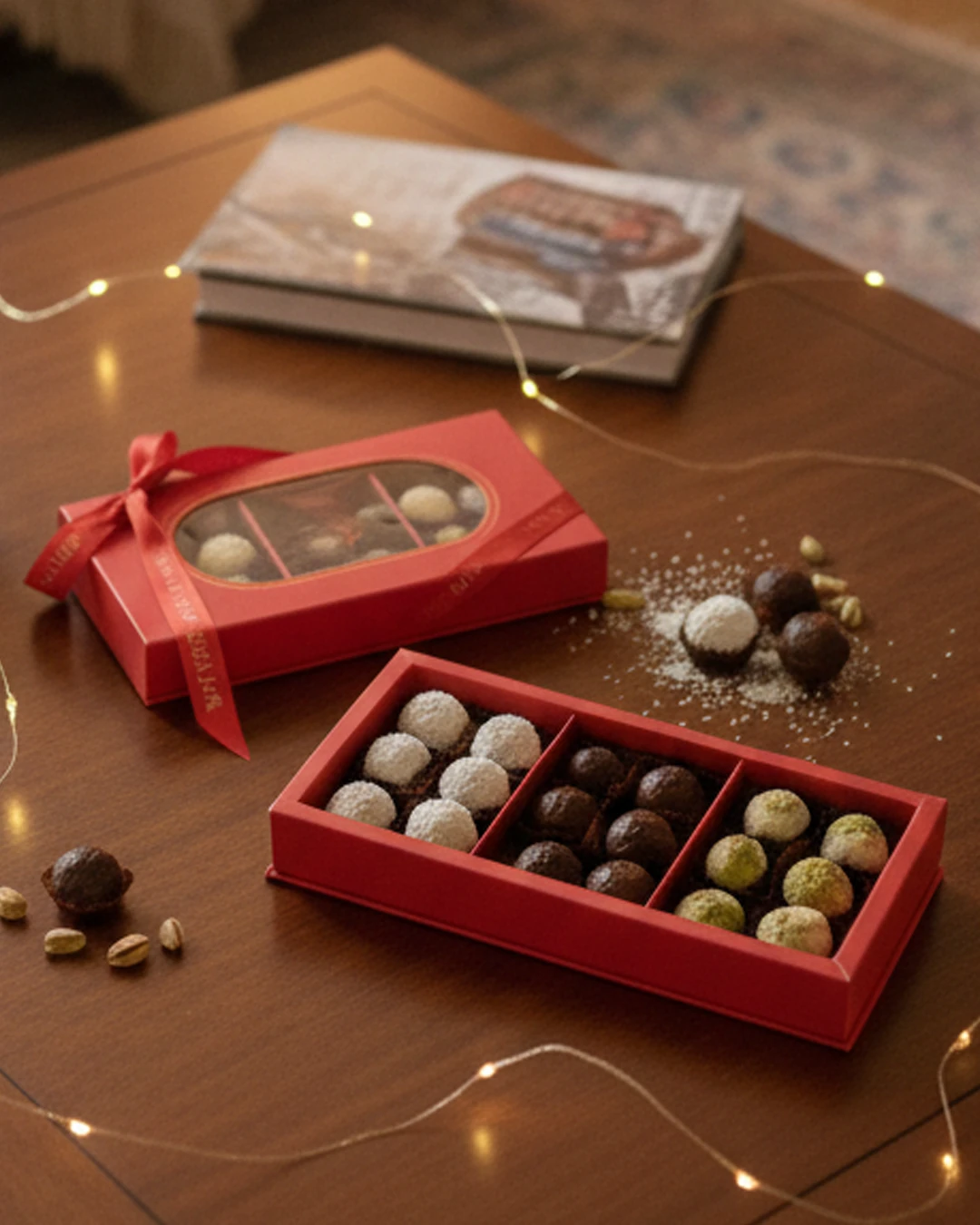 3 Çeşitli Truffle Hindistan Cevizli, Espresso Dolgulu, Antep Fıstık Kremalı Çikolata 210GR