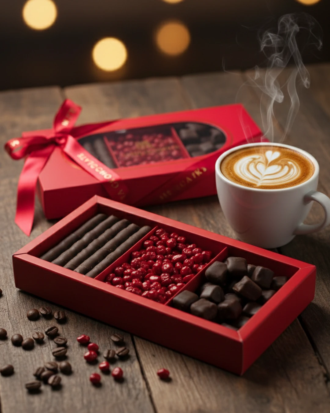 3 Çeşitli Böğürtlen Aromalı, Bitter Çikolatalı, Vanilyalı Lokumlu Kokteyl Çikolata 420GR