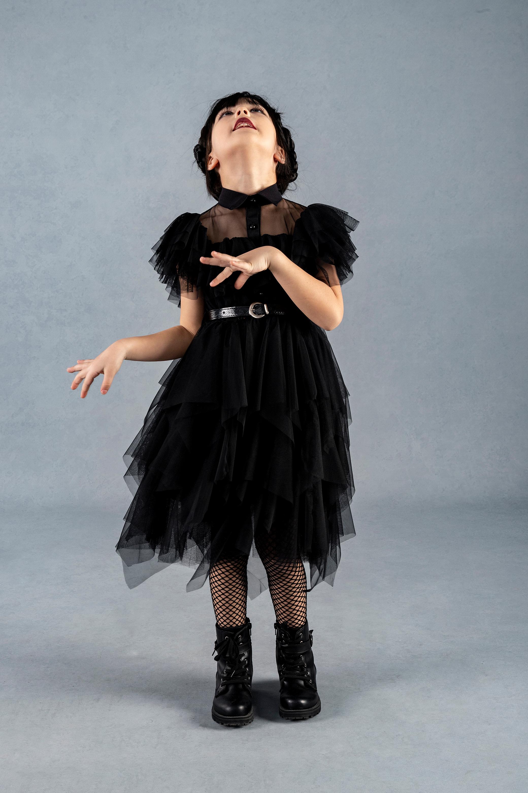 Wednesday Cosplay Tül Elbise (2-5 YAŞ)