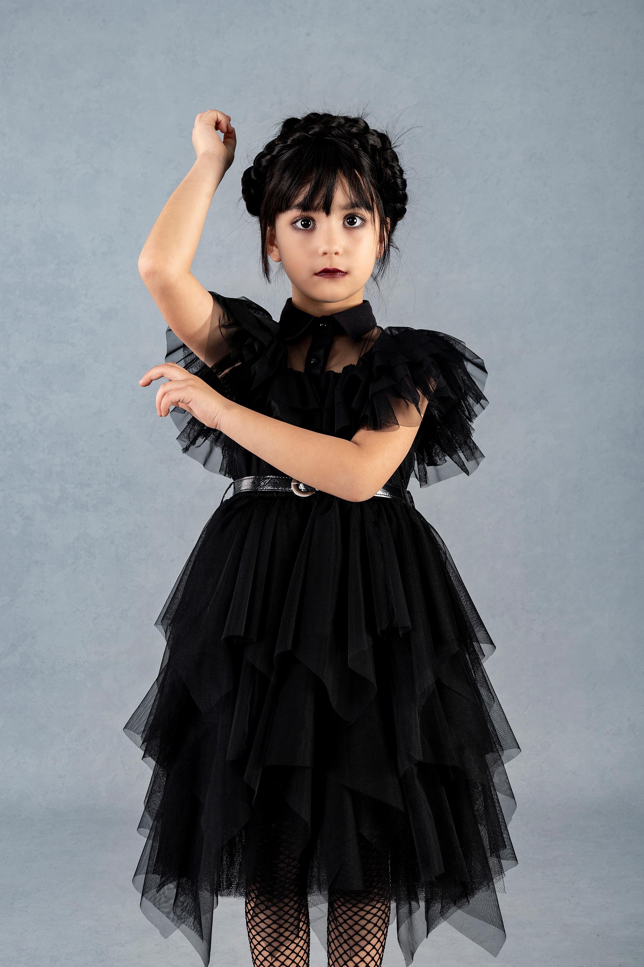 Wednesday Cosplay Tül Elbise (2-5 YAŞ) - Siyah