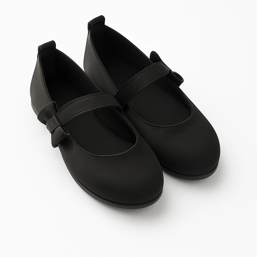 Siyah Saten Gece Perisi Kız Çocuk Ayakkabı