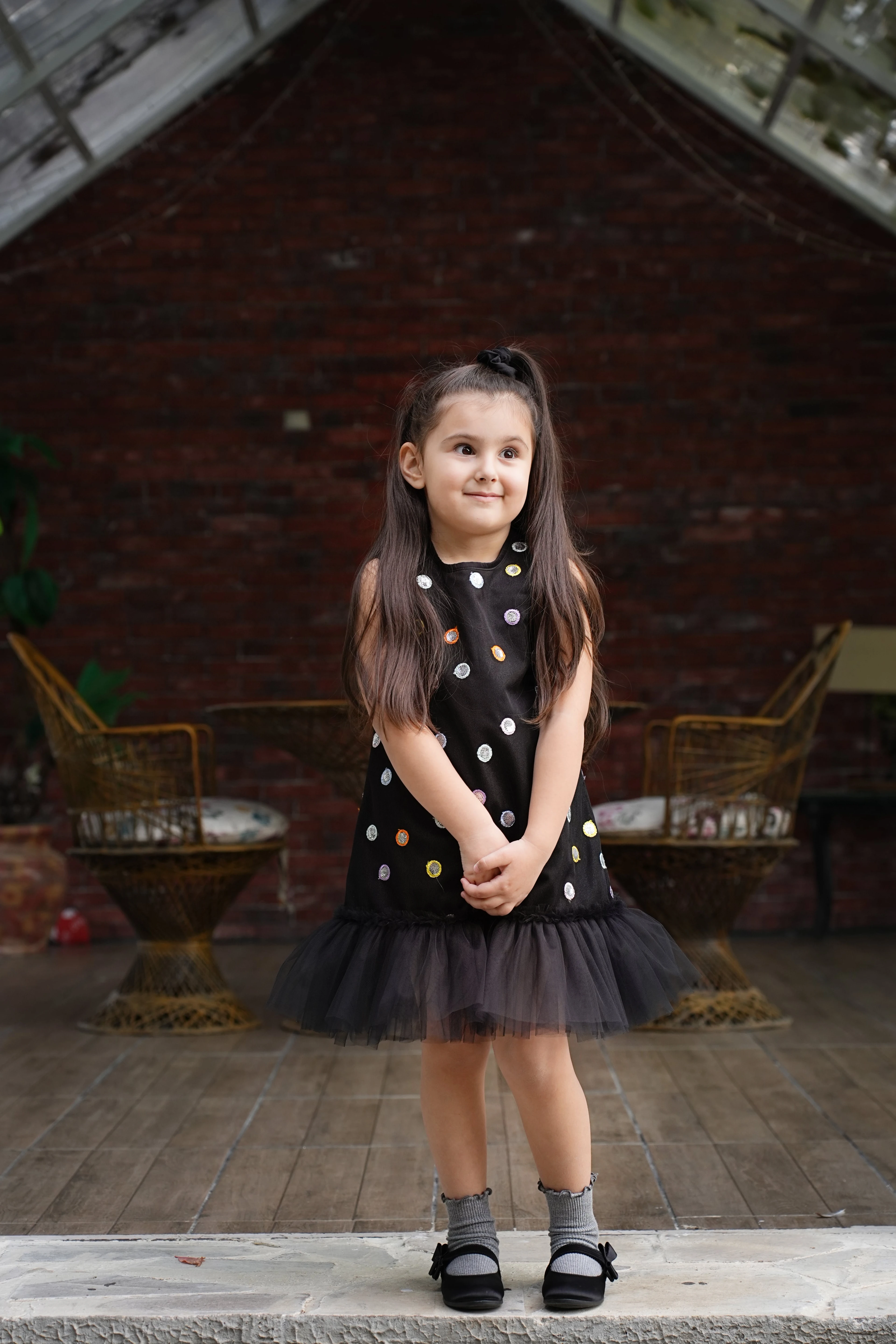 Siyah Saten Gece Perisi Kız Çocuk Ayakkabı