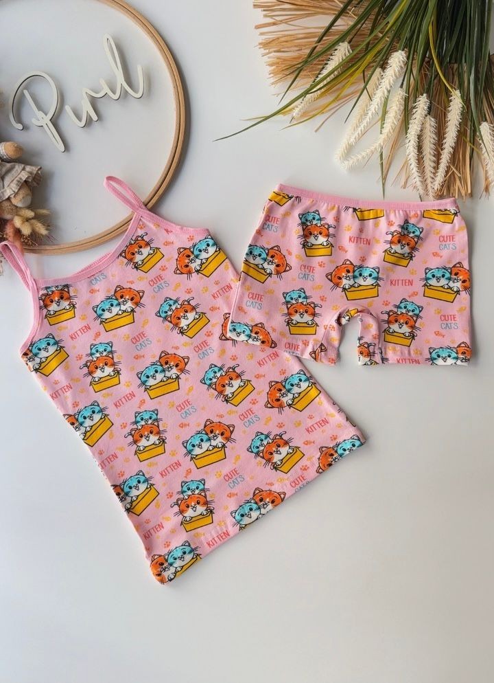 Cute Cats Atlet Boxer Set Pembe
