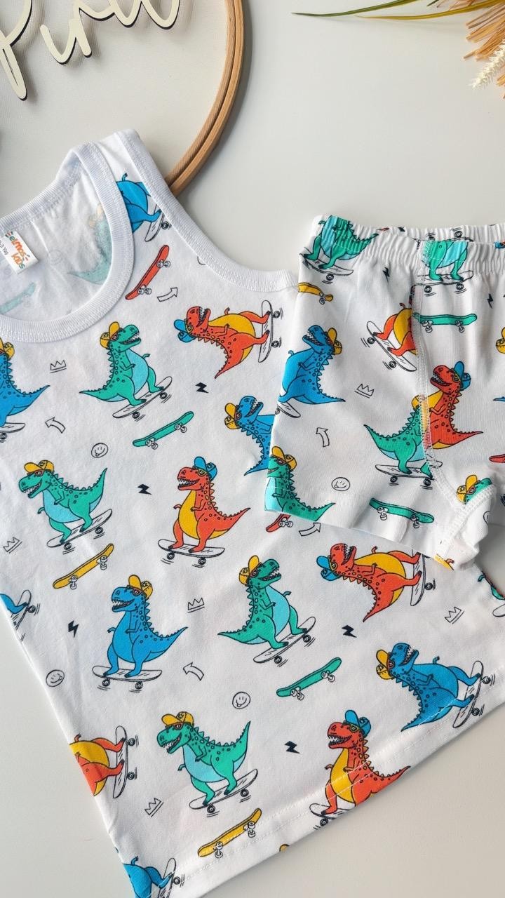 Renkli Dino Atlet Boxer Takım