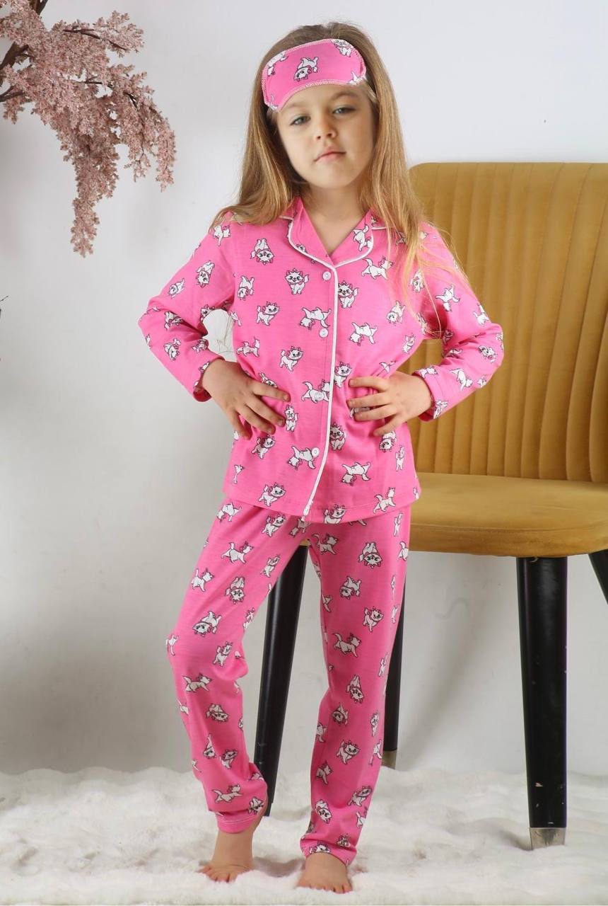 PEMBE KEDİ PİJAMA TAKIMI