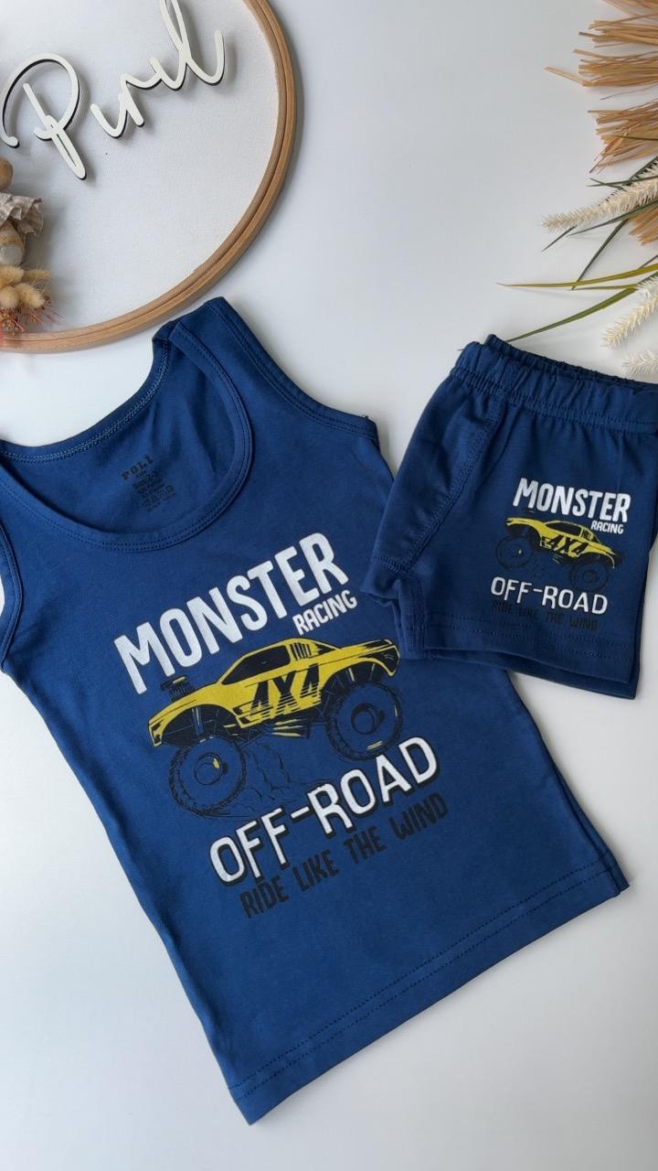 Lacivert Monster Atlet Boxer Takım