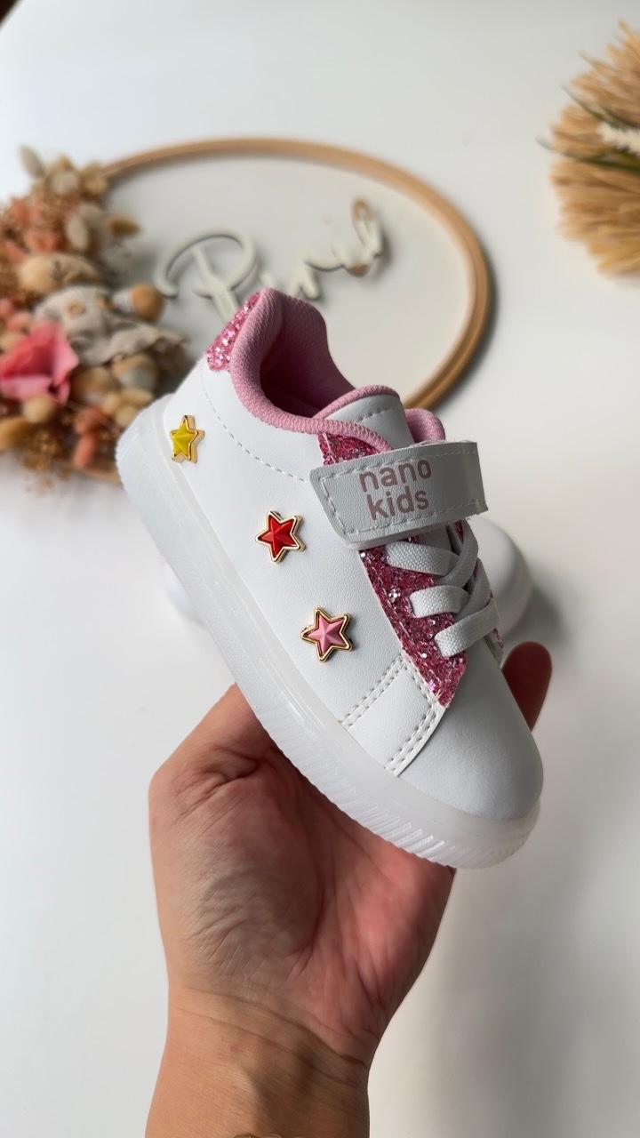 YILDIZ DETAY IŞIKLI AYAKKABI PEMBE SİMLİ