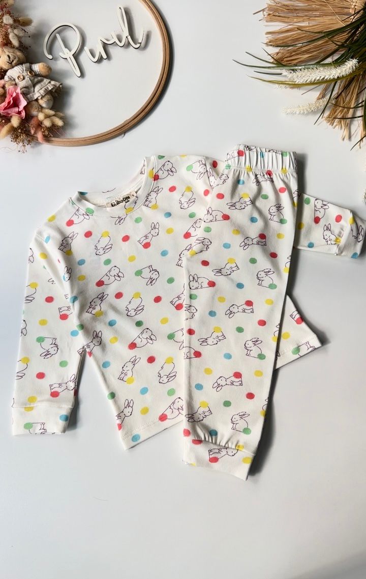 Tavşancık Pijama Takımı Pudra  1-4 Yaş