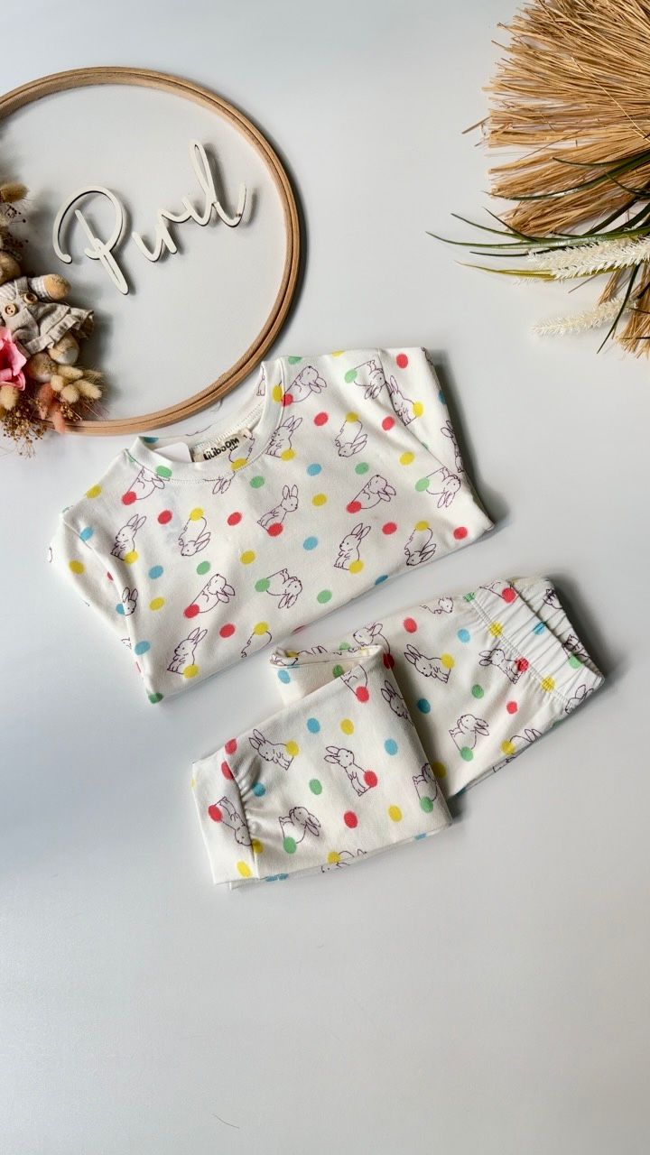 Tavşancık Pijama Takımı Pudra  1-4 Yaş