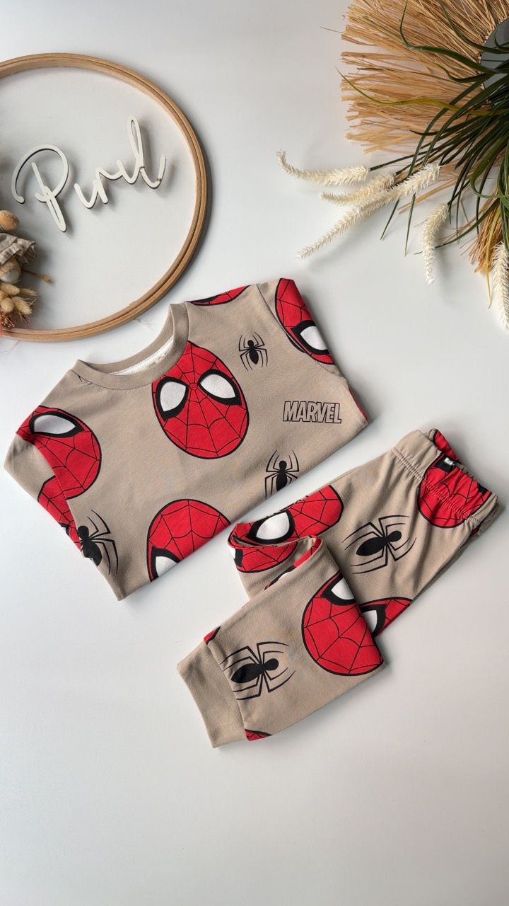 Karakter Baskılı Pijama Takımı Kahve 1-4 Yaş