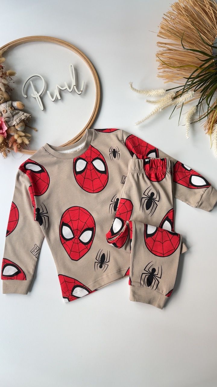 Karakter Baskılı Pijama Takımı Kahve 1-4 Yaş