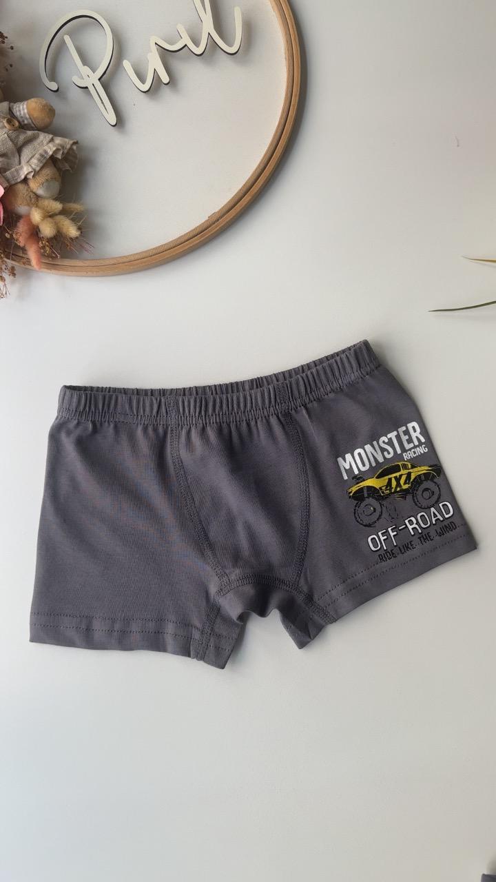Gri Monster Atlet Boxer Takım