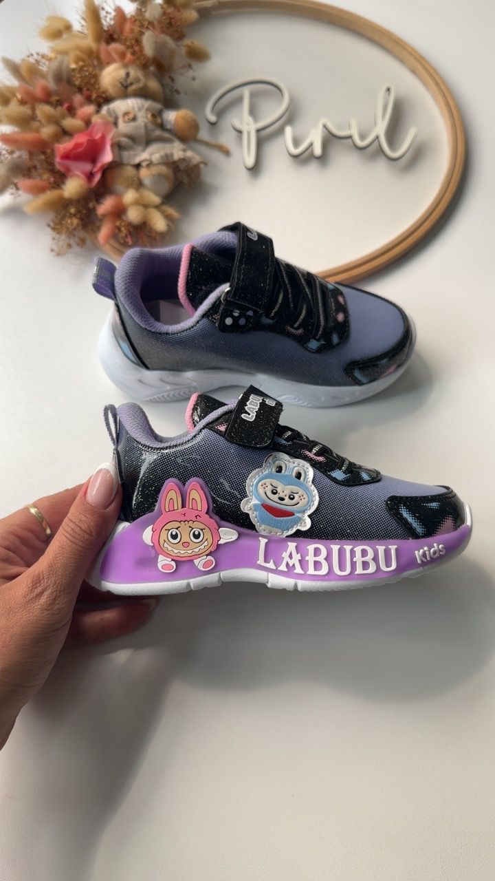 Labubu Işıklı Siyah Mor Spor Ayakkabı