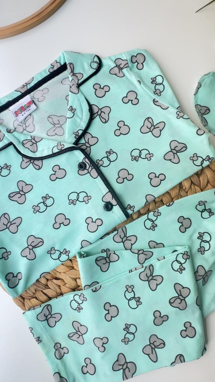 BASKILI YEŞİL PİJAMA TAKIMI