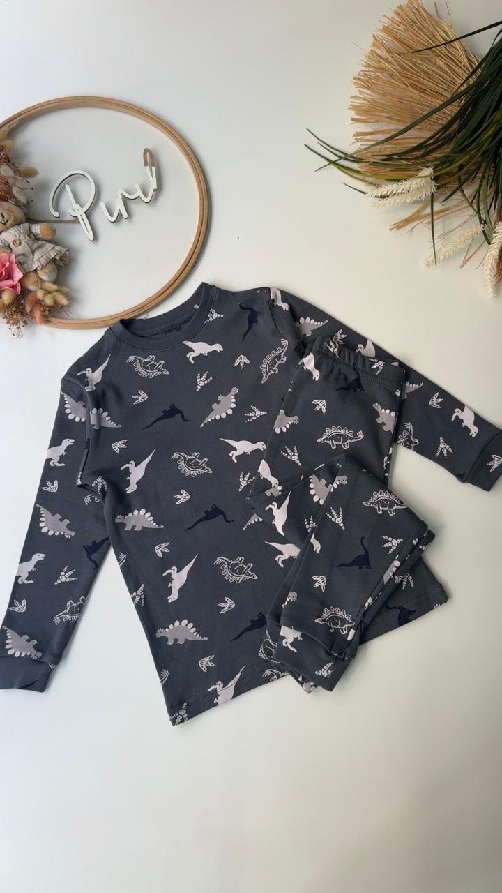 Antrasit Dinozor Pijama Takımı