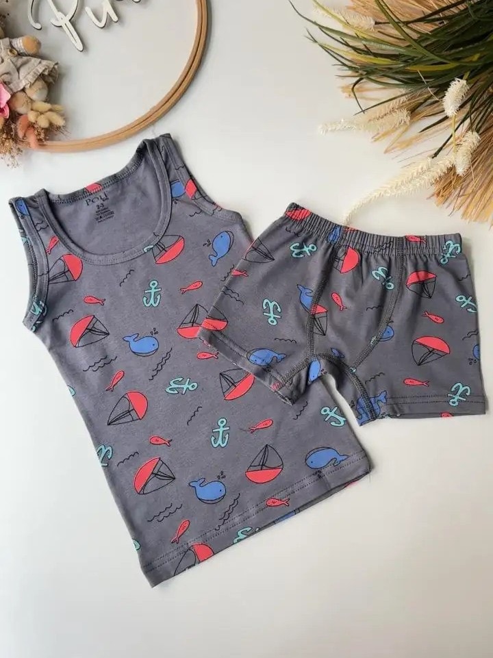 Yelken Atlet Boxer Set Gri