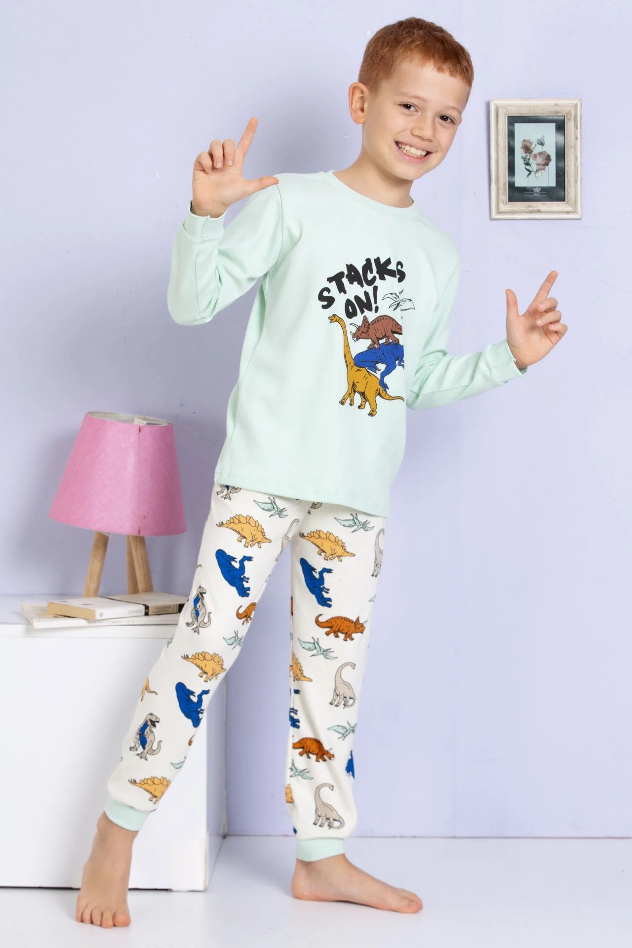 Dinazor Baskılı Pijama Takımı