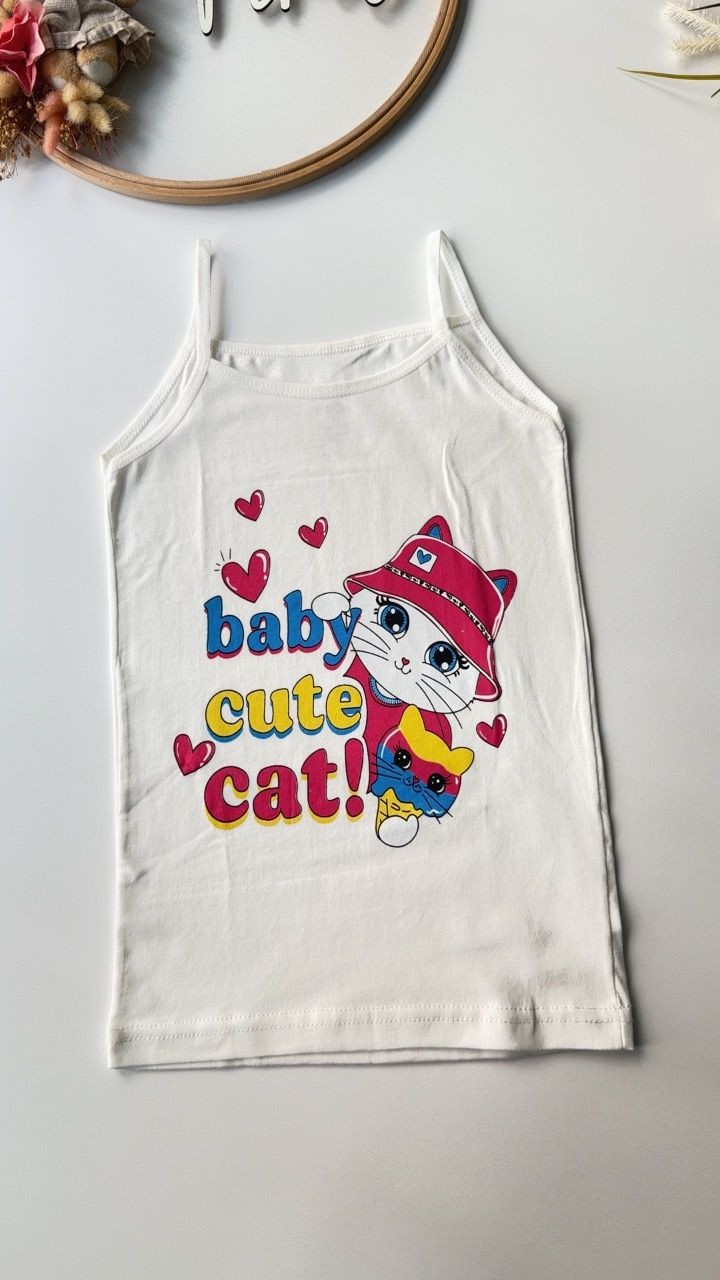 Beyaz Cute Cat Atlet Boxer Takım