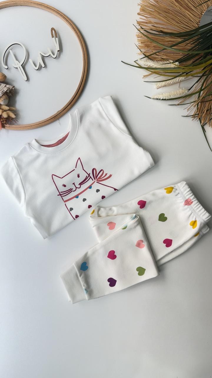 KEDİ BASKILI PİJAMA TAKIMI