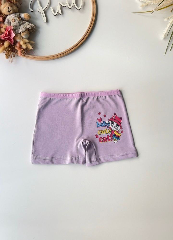 Lila Cute Cat Atlet Boxer Takım