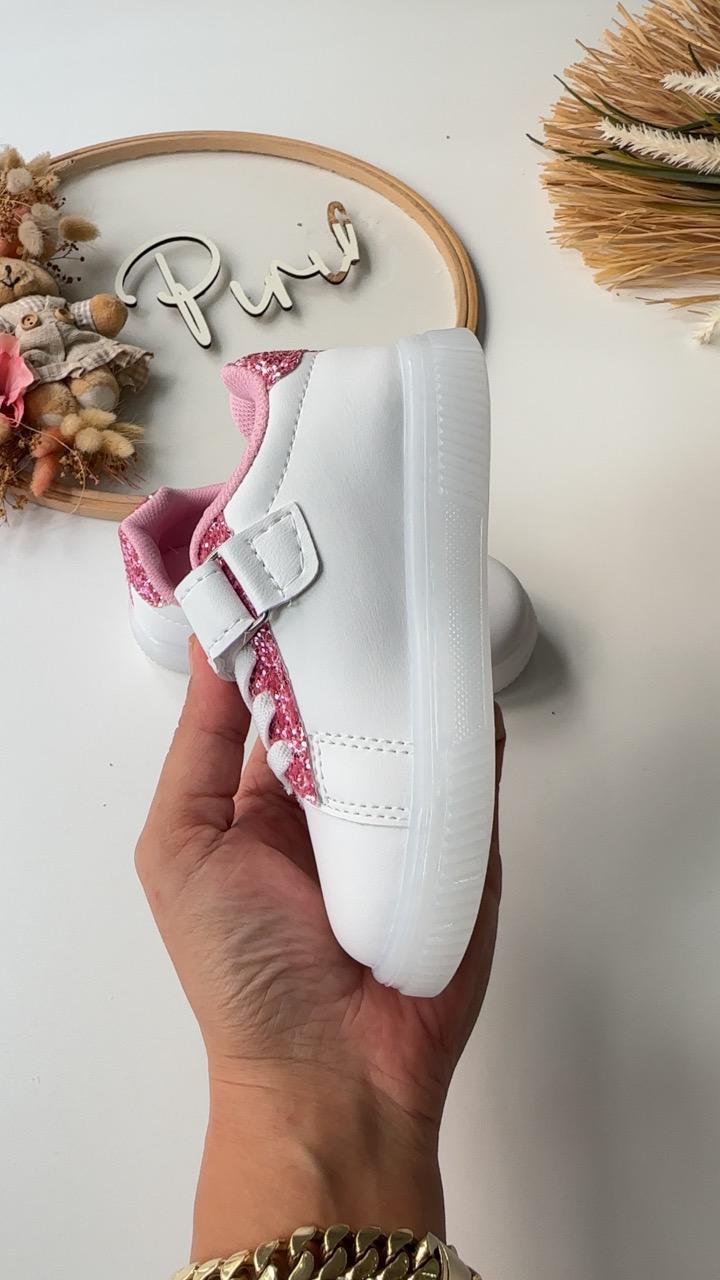 YILDIZ DETAY IŞIKLI AYAKKABI PEMBE SİMLİ