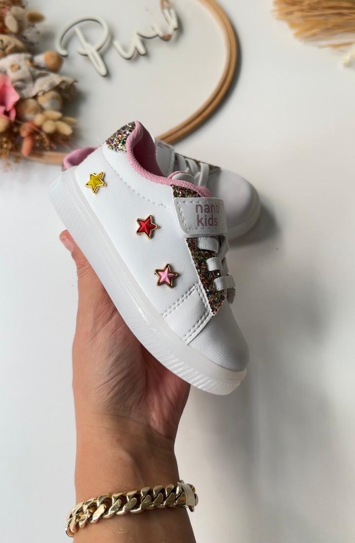 YILDIZ DETAY IŞIKLI AYAKKABI GÜMÜŞ SİMLİ