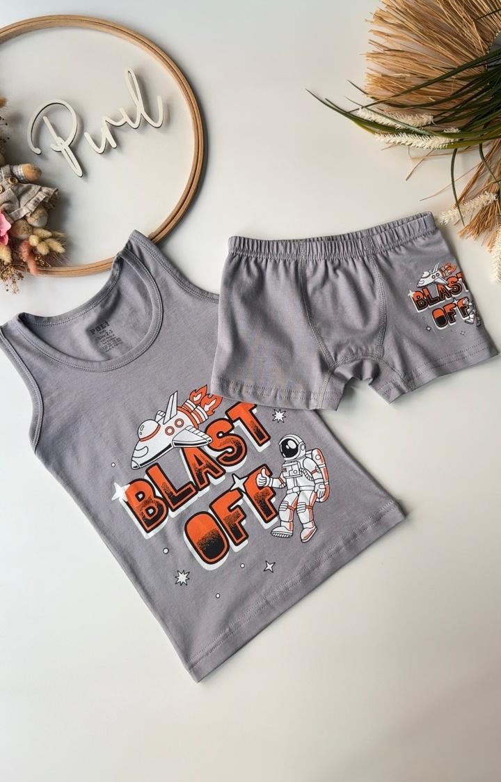 Açık Gri Blast Off Atlet Boxer Takım